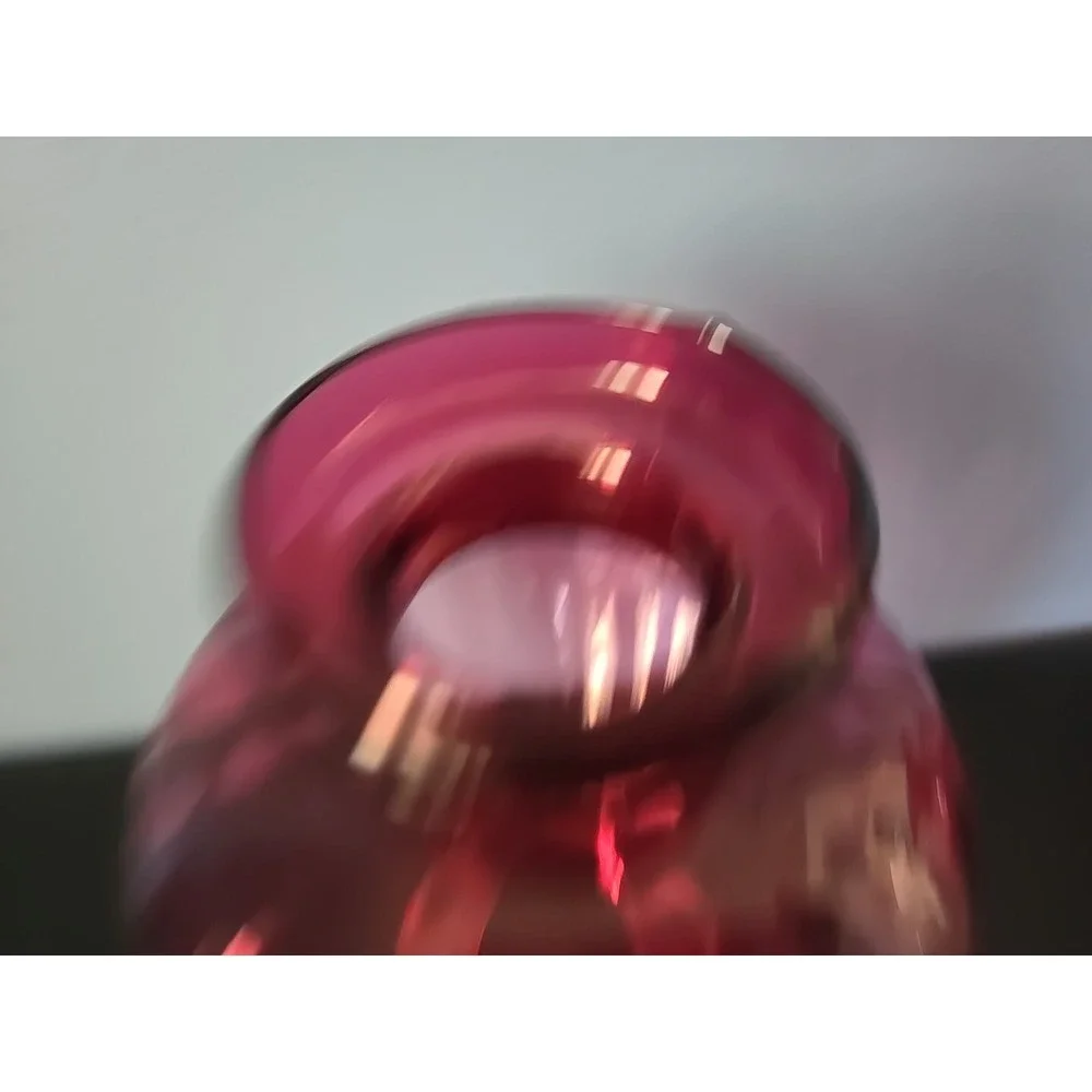 Vintage Cranberry Ruby Red Ribbed Bulbous 6
